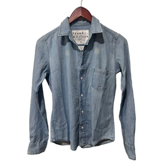 Frank & Eileen Barry Woven Cotton Button-Up Chambray Shirt Light Blue Sz XXS - Picture 1 of 16
